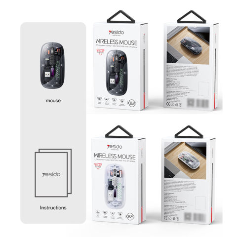 Mouse wireless transparent Yesido KB29, Bluetooth + 2.4G [1]