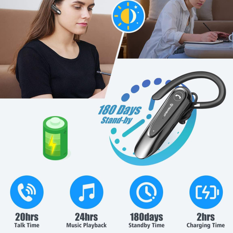 Accesorii GSM - Cască Bluetooth Techsuit AirTalk CB2, ENC, 20 ore, Negru