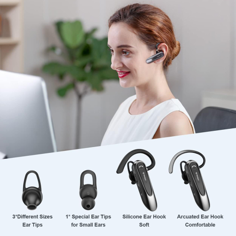 Cască Bluetooth Techsuit AirTalk CB2, ENC, 20 ore, Negru [2]