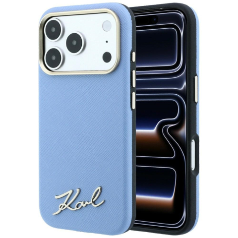 Husă Karl Lagerfeld Saffiano MagSafe iPhone 18 Pro Max/17 Pro Max, Bleu [5]