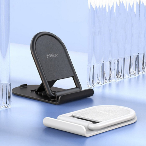 Suport telefon birou Yesido C141, pliabil, reglabil, Negru [3]