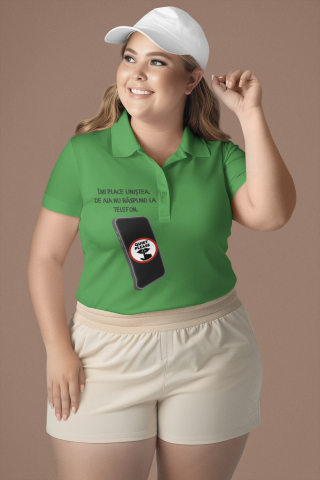 Produse in stoc - Tricou polo verde kiwi, print DTF
