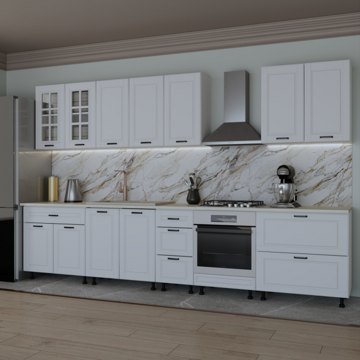Bucatarie Alpha 3.4 m, MDF, Alb [2]