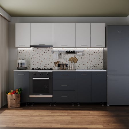 Bucatarii Gri - Bucatarie Sena 2.4 m Antracit&Alb
