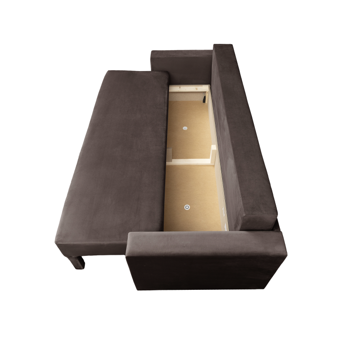 Canapea extensibila NIC220, 3 locuri, cu arcuri si lada depozitare, maro, 220x85x75 cm [4]