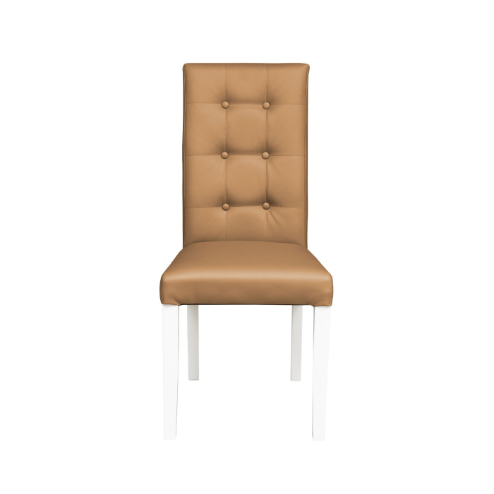 Set 2 scaune living TEO LUX, picioare lemn alb, piele ecologica bej inchis, 46x60x98 cm [2]