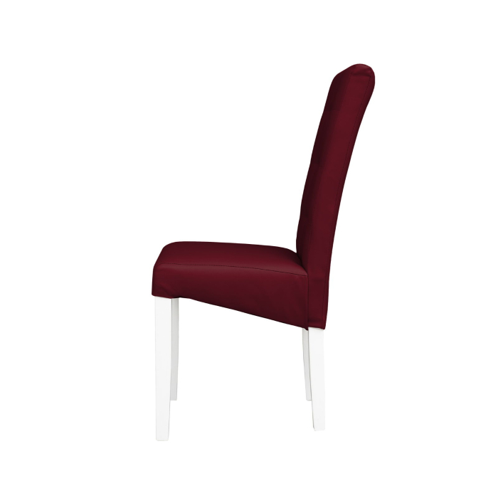 Set 2 scaune living TEO LUX, picioare lemn alb, piele ecologica bordo, 46x60x98 cm [3]