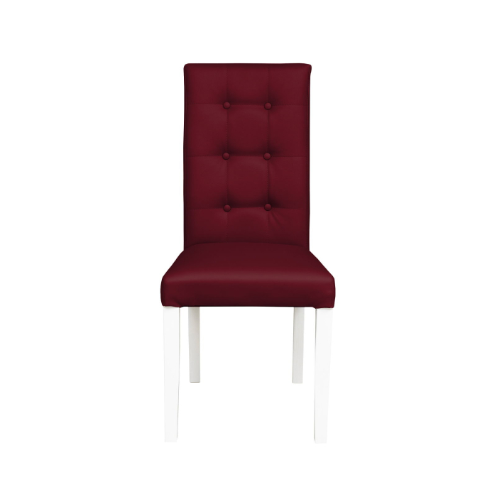 Set 2 scaune living TEO LUX, picioare lemn alb, piele ecologica bordo, 46x60x98 cm [2]