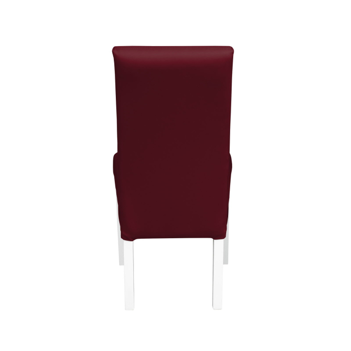 Set 2 scaune living TEO LUX, picioare lemn alb, piele ecologica bordo, 46x60x98 cm [4]