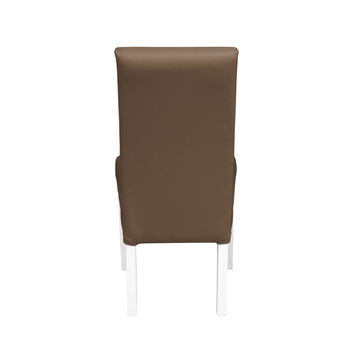 Set 2 scaune living TEO LUX, picioare lemn alb, piele ecologica cappuccino, 46x60x98 cm [4]