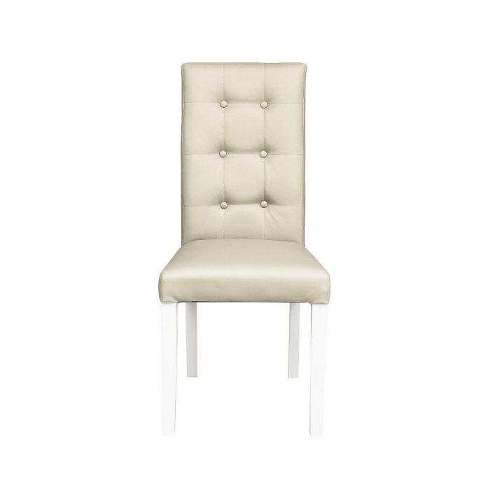 Set 2 scaune living TEO LUX, picioare lemn alb, piele ecologica crem, 46x60x98 cm [2]