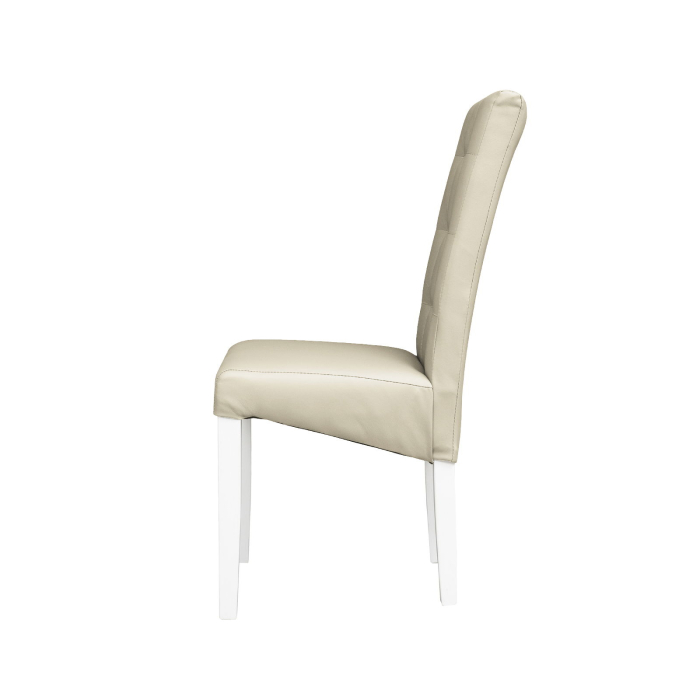 Set 2 scaune living TEO LUX, picioare lemn alb, piele ecologica crem, 46x60x98 cm [3]