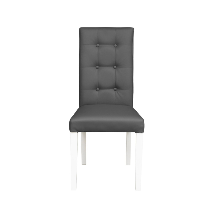 Set 2 scaune living TEO LUX, picioare lemn alb, piele ecologica gri, 46x60x98 cm [2]