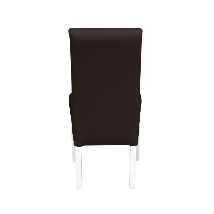 Set 2 scaune living TEO LUX, picioare lemn alb, piele ecologica maro inchis, 46x60x98 cm [4]