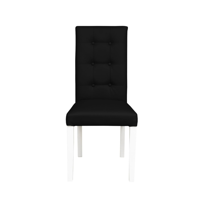 Set 2 scaune living TEO LUX, picioare lemn alb, piele ecologica negru, 46x60x98 cm [2]