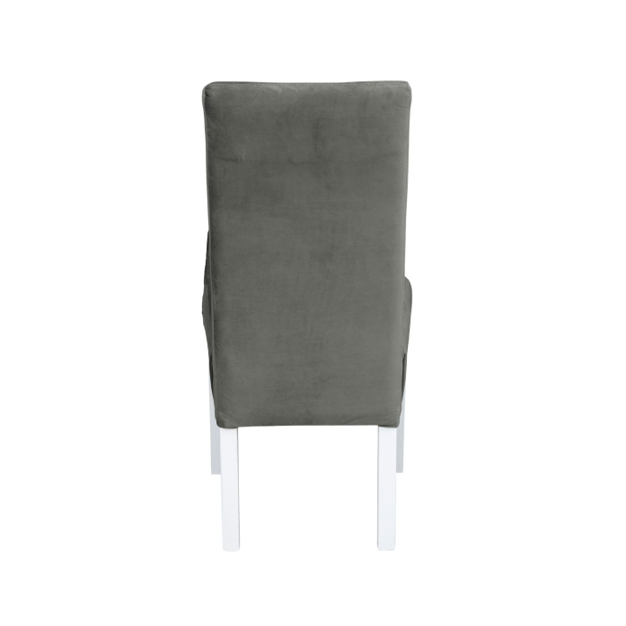 Set 2 scaune living TEO LUX, picioare lemn alb, stofa gri deschis, 46x60x98 cm [4]