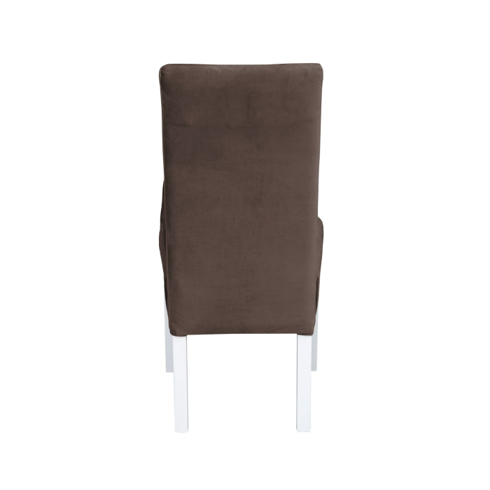 Set 2 scaune living TEO LUX, picioare lemn alb, stofa maro, 46x60x98 cm [4]