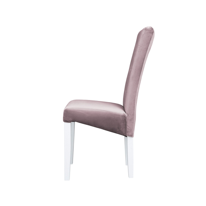 Set 2 scaune living TEO LUX, picioare lemn alb, stofa roz pudra, 46x60x98 cm [3]