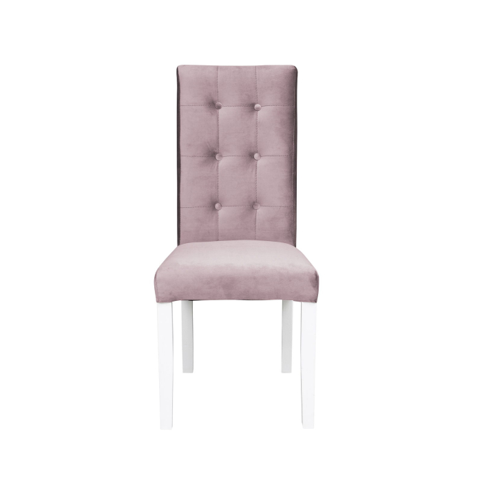 Set 2 scaune living TEO LUX, picioare lemn alb, stofa roz pudra, 46x60x98 cm [2]