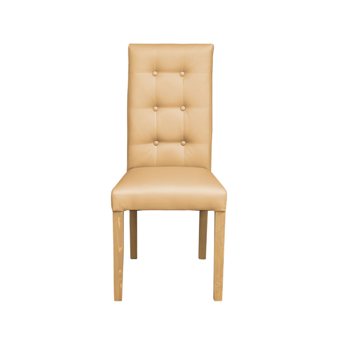 Set 2 scaune living TEO LUX, picioare lemn natur, piele ecologica bej, 46x60x98 cm [2]