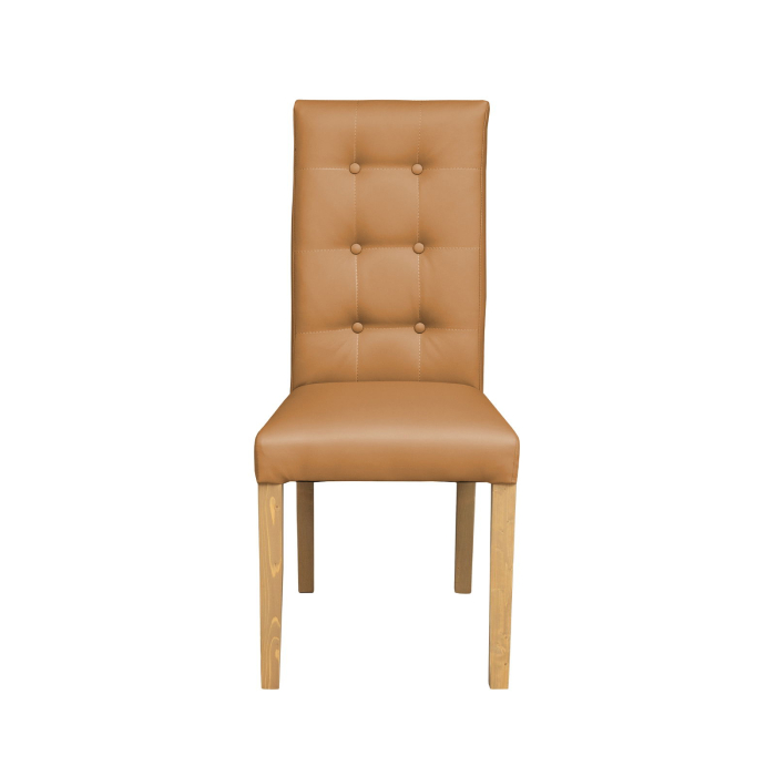 Set 2 scaune living TEO LUX, picioare lemn natur, piele ecologica bej inchis, 46x60x98 cm [2]