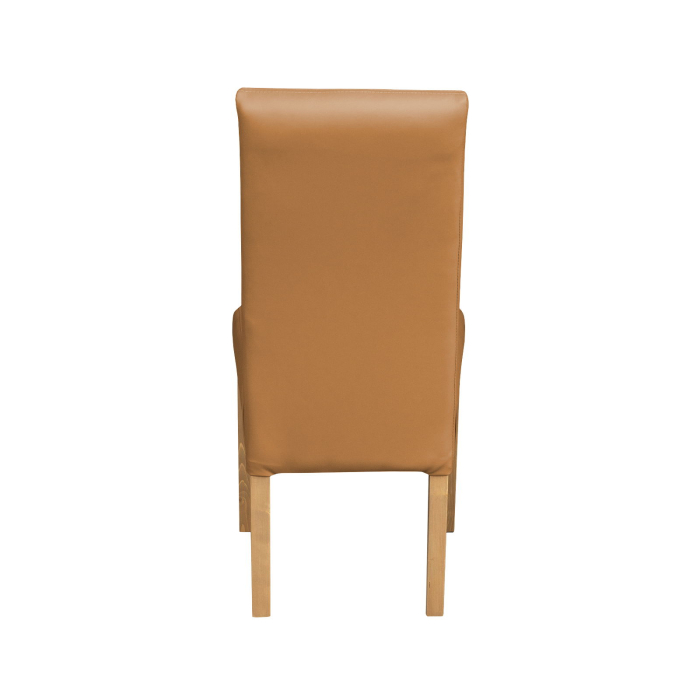 Set 2 scaune living TEO LUX, picioare lemn natur, piele ecologica bej inchis, 46x60x98 cm [4]