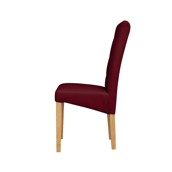 Set 2 scaune living TEO LUX, picioare lemn natur, piele ecologica bordo, 46x60x98 cm [3]