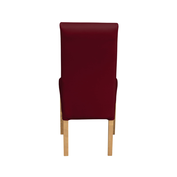 Set 2 scaune living TEO LUX, picioare lemn natur, piele ecologica bordo, 46x60x98 cm [4]