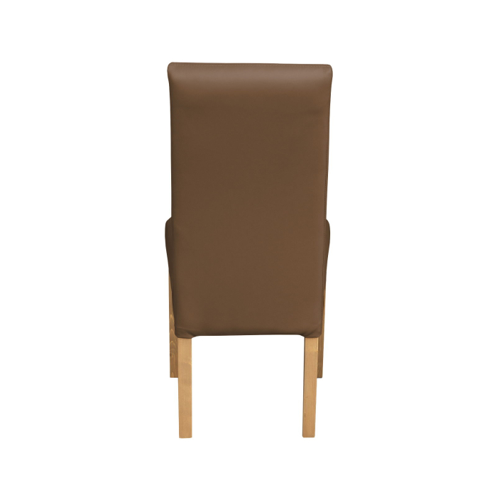 Set 2 scaune living TEO LUX, picioare lemn natur, piele ecologica cappuccino, 46x60x98 cm [4]