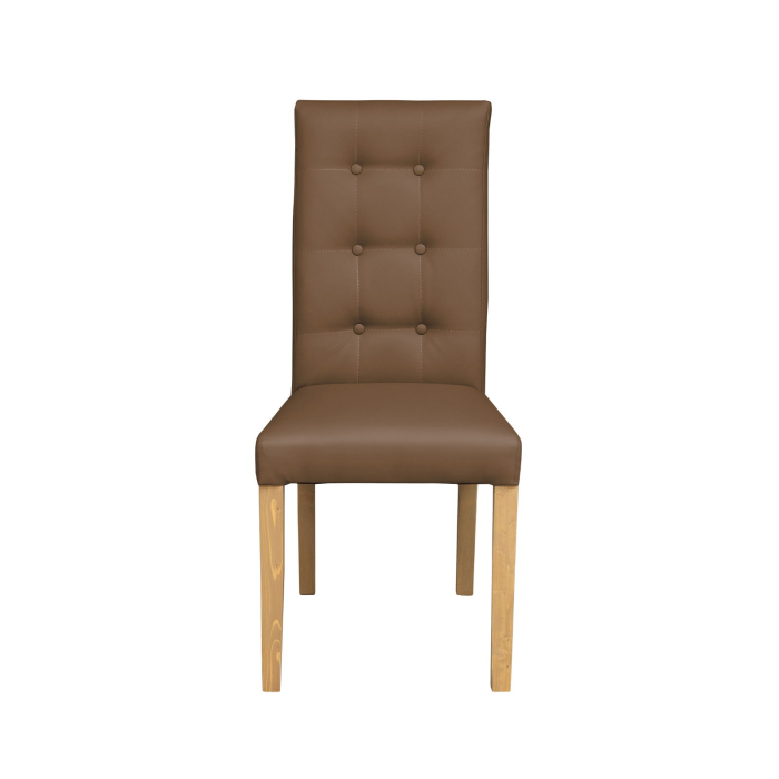 Set 2 scaune living TEO LUX, picioare lemn natur, piele ecologica cappuccino, 46x60x98 cm [2]