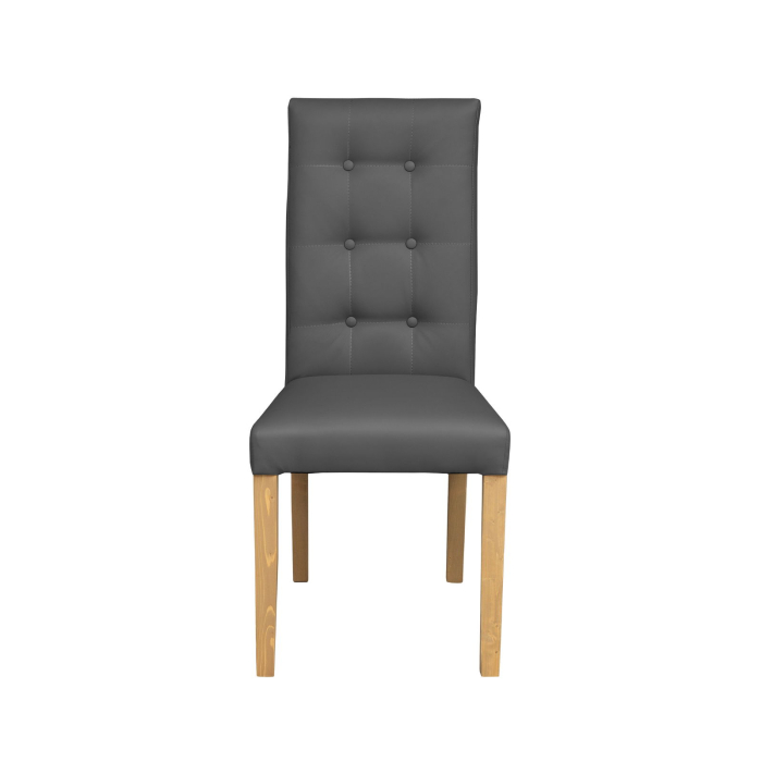Set 2 scaune living TEO LUX, picioare lemn natur, piele ecologica gri, 46x60x98 cm [2]