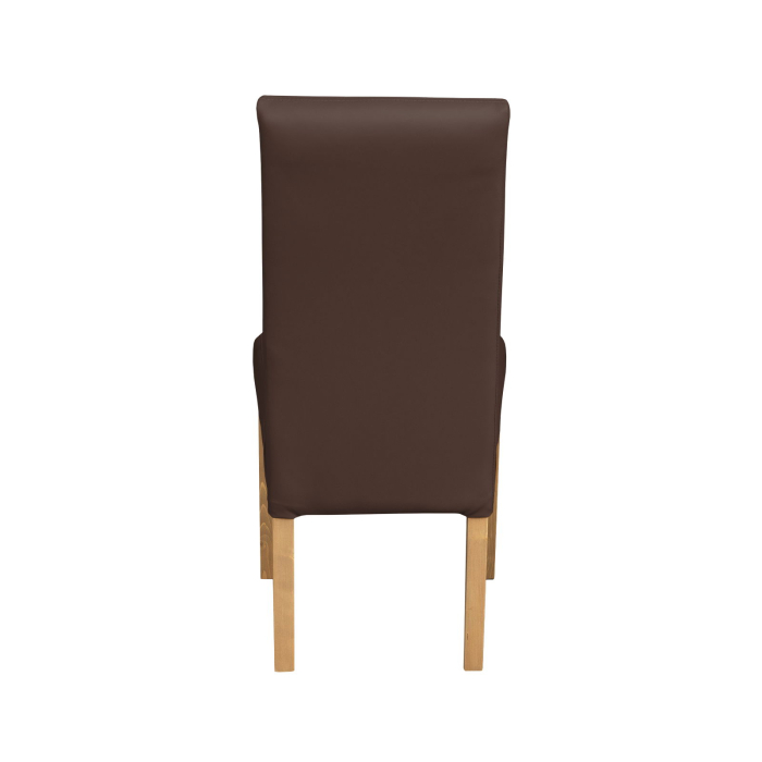 Set 2 scaune living TEO LUX, picioare lemn natur, piele ecologica maro deschis, 46x60x98 cm [4]