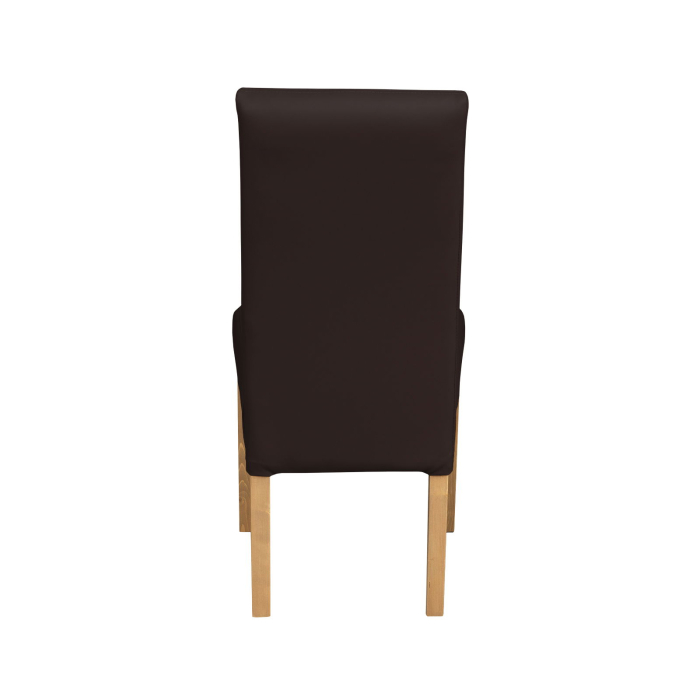 Set 2 scaune living TEO LUX, picioare lemn natur, piele ecologica maro inchis, 46x60x98 cm [4]
