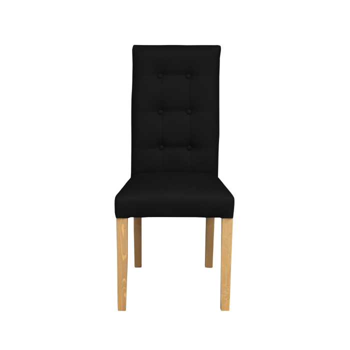 Set 2 scaune living TEO LUX, picioare lemn natur, piele ecologica negru, 46x60x98 cm [2]