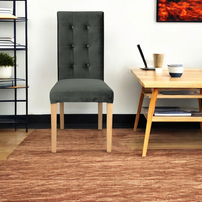 Set 2 scaune living TEO LUX, picioare lemn natur, stofa gri inchis, 46x60x98 cm [5]