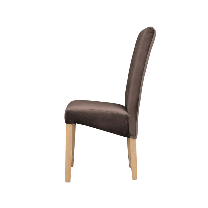 Set 2 scaune living TEO LUX, picioare lemn natur, stofa maro, 46x60x98 cm [3]