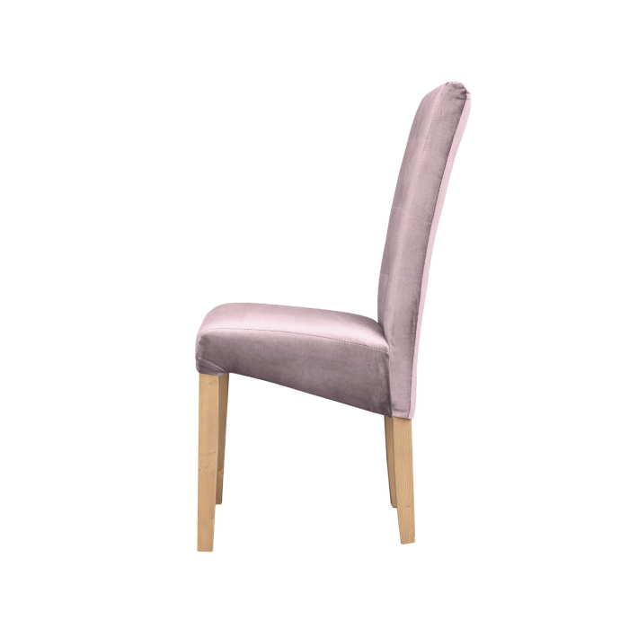 Set 2 scaune living TEO LUX, picioare lemn natur, stofa roz pudra, 46x60x98 cm [3]