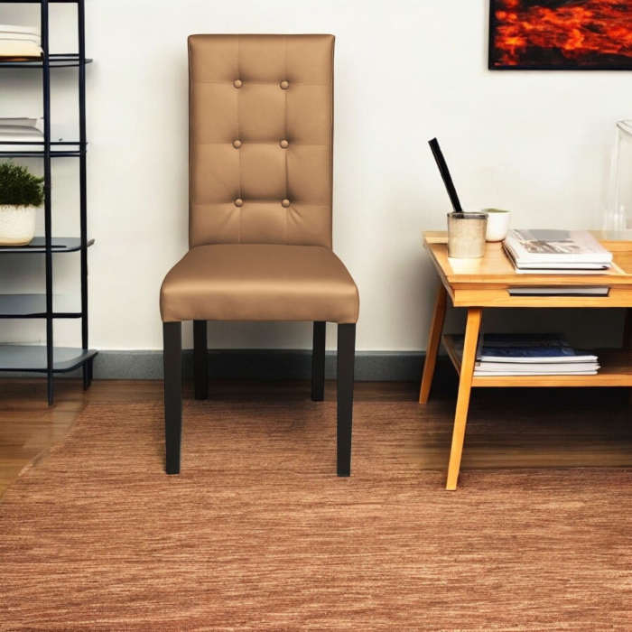 Set 2 scaune living TEO LUX, picioare lemn wenge, piele ecologica bej inchis, 46x60x98 cm [5]