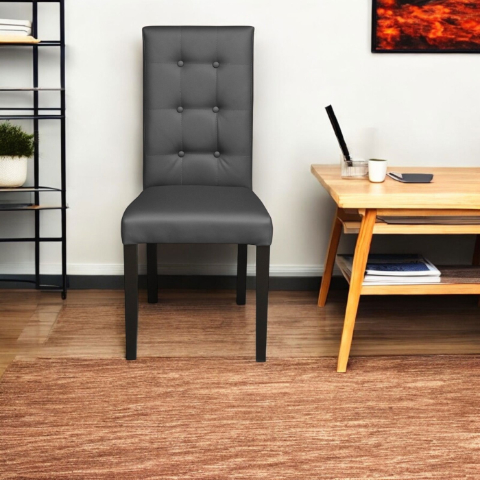 Set 2 scaune living TEO LUX, picioare lemn wenge, piele ecologica gri, 46x60x98 cm [5]