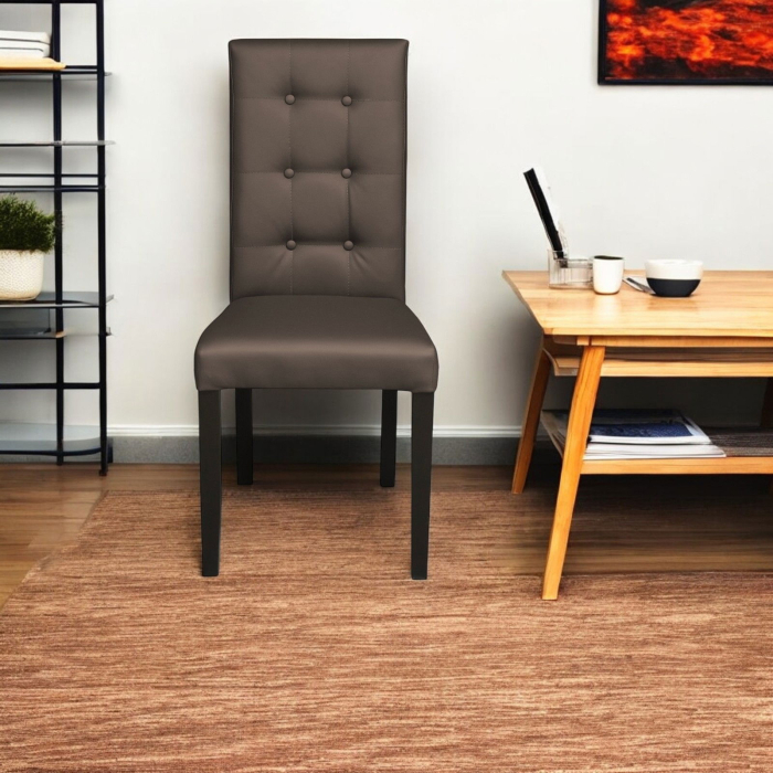 Set 2 scaune living TEO LUX, picioare lemn wenge, piele ecologica gri elefant, 46x60x98 cm [5]