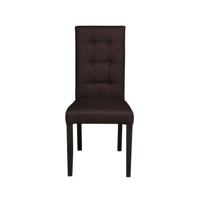 Set 2 scaune living TEO LUX, picioare lemn wenge, piele ecologica maro inchis, 46x60x98 cm [2]