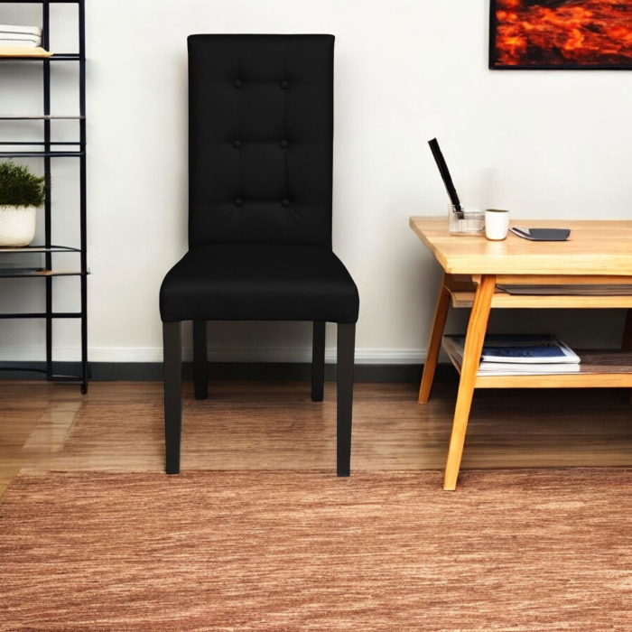 Set 2 scaune living TEO LUX, picioare lemn wenge, piele ecologica negru, 46x60x98 cm [5]