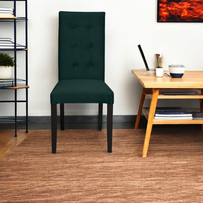Set 2 scaune living TEO LUX, picioare lemn wenge, stofa verde smarald, 46x60x98 cm [5]