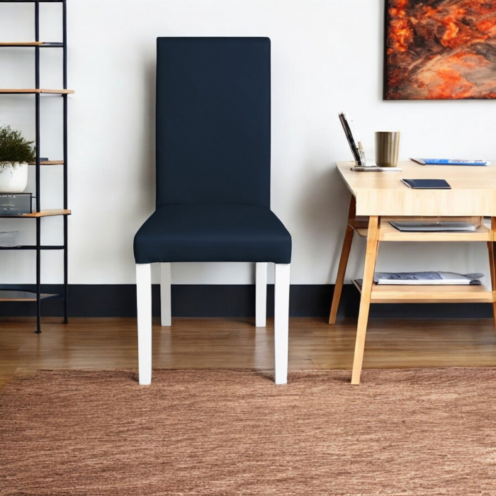 Set 2 scaune living TEO, picioare lemn alb, piele ecologica albastru, 46x60x98 cm [5]