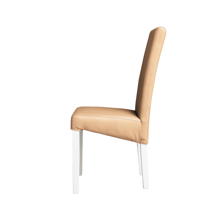 Set 2 scaune living TEO, picioare lemn alb, piele ecologica bej, 46x60x98 cm [3]