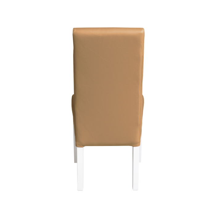 Set 2 scaune living TEO, picioare lemn alb, piele ecologica bej inchis, 46x60x98 cm [4]