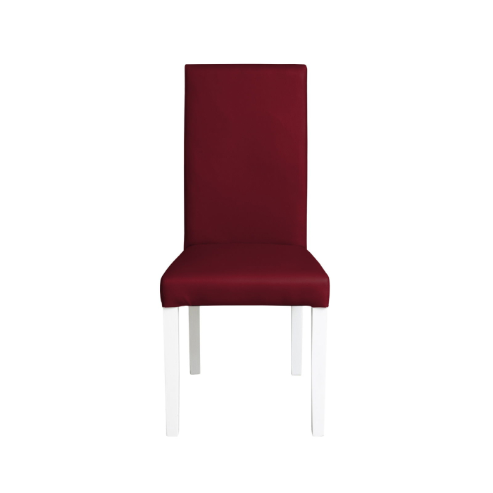 Set 2 scaune living TEO, picioare lemn alb, piele ecologica bordo, 46x60x98 cm [2]