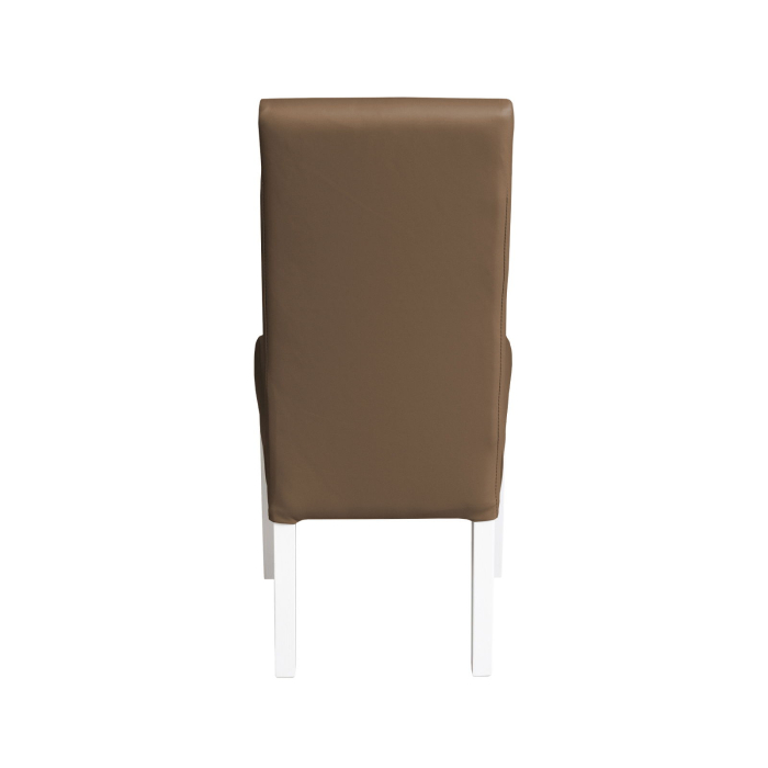 Set 2 scaune living TEO, picioare lemn alb, piele ecologica cappuccino, 46x60x98 cm [4]