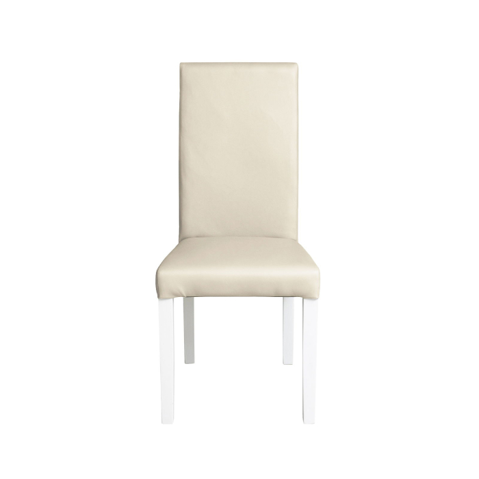 Set 2 scaune living TEO, picioare lemn alb, piele ecologica crem, 46x60x98 cm [2]