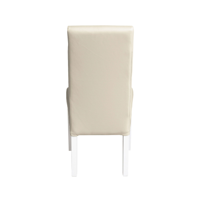 Set 2 scaune living TEO, picioare lemn alb, piele ecologica crem, 46x60x98 cm [4]